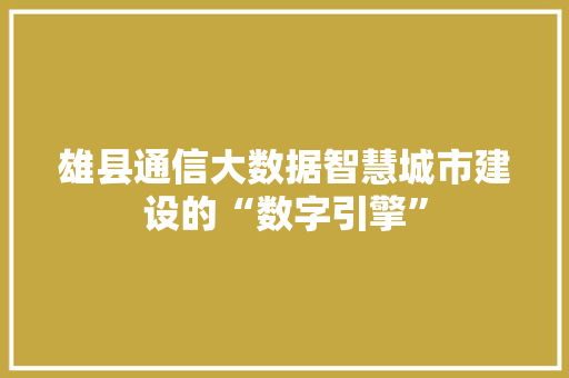 雄县通信大数据智慧城市建设的“数字引擎”  第1张