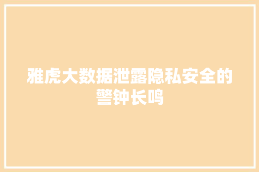 雅虎大数据泄露隐私安全的警钟长鸣