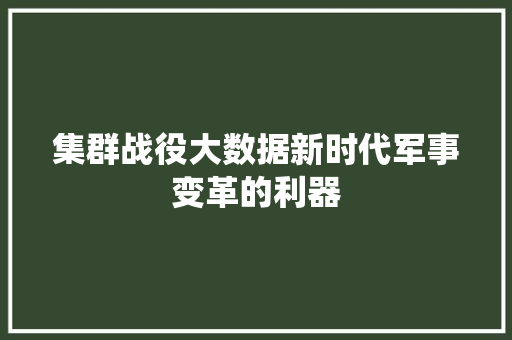 集群战役大数据新时代军事变革的利器