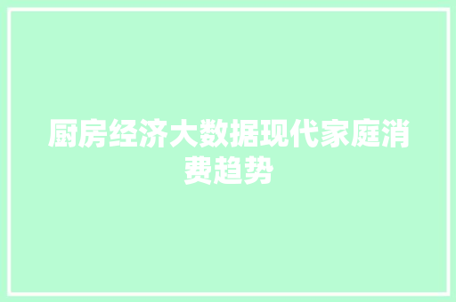 厨房经济大数据现代家庭消费趋势  第1张