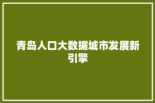 青岛人口大数据城市发展新引擎
