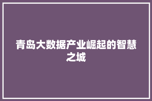 青岛大数据产业崛起的智慧之城  第1张