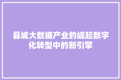 县城大数据产业的崛起数字化转型中的新引擎  第1张