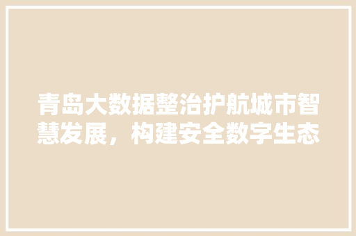 青岛大数据整治护航城市智慧发展，构建安全数字生态