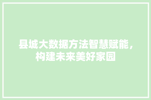 县城大数据方法智慧赋能，构建未来美好家园