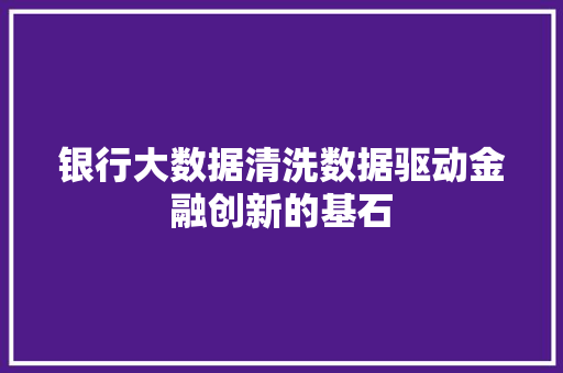 银行大数据清洗数据驱动金融创新的基石