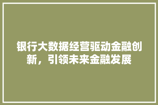 银行大数据经营驱动金融创新，引领未来金融发展  第1张