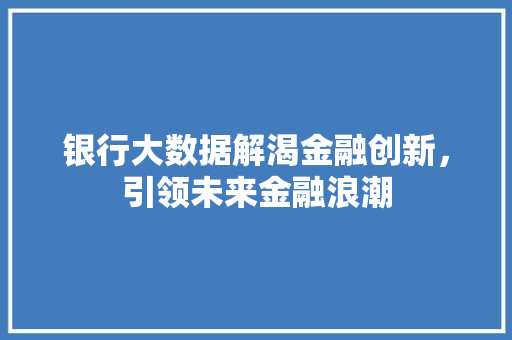 银行大数据解渴金融创新，引领未来金融浪潮  第1张