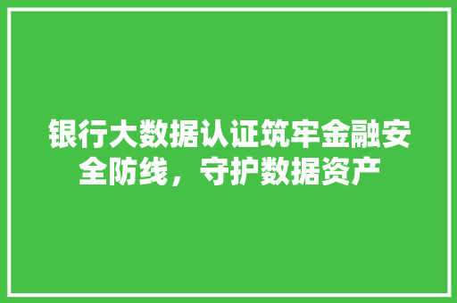 银行大数据认证筑牢金融安全防线，守护数据资产