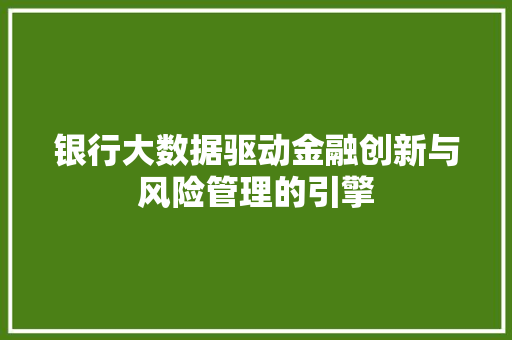 银行大数据驱动金融创新与风险管理的引擎  第1张