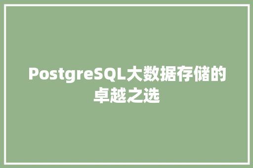 PostgreSQL大数据存储的卓越之选