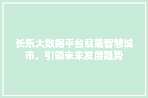 长乐大数据平台赋能智慧城市，引领未来发展趋势
