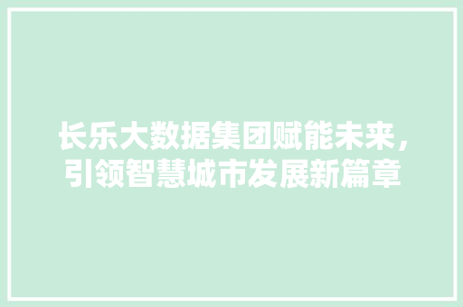 长乐大数据集团赋能未来，引领智慧城市发展新篇章