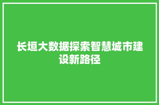 长垣大数据探索智慧城市建设新路径