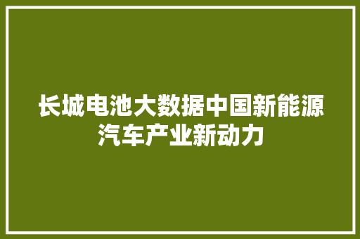 长城电池大数据中国新能源汽车产业新动力