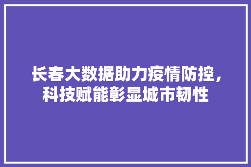 长春大数据助力疫情防控，科技赋能彰显城市韧性  第1张