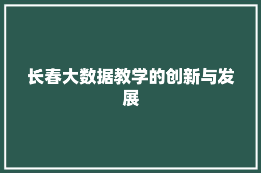 长春大数据教学的创新与发展