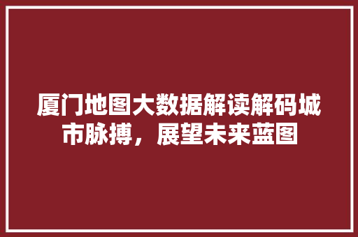 厦门地图大数据解读解码城市脉搏，展望未来蓝图  第1张