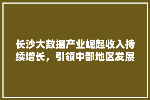 长沙大数据产业崛起收入持续增长，引领中部地区发展新潮流  第1张