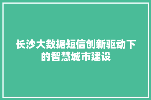 长沙大数据短信创新驱动下的智慧城市建设  第1张