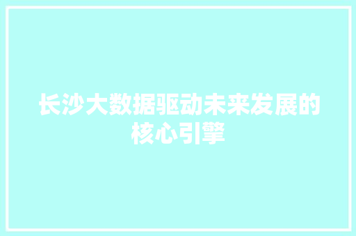 长沙大数据驱动未来发展的核心引擎  第1张