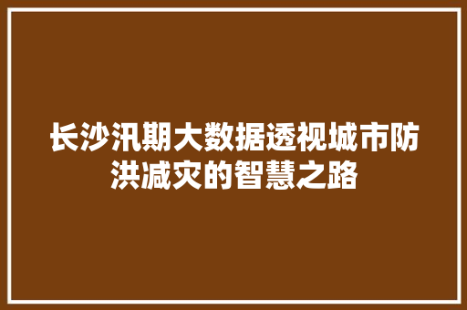 长沙汛期大数据透视城市防洪减灾的智慧之路  第1张