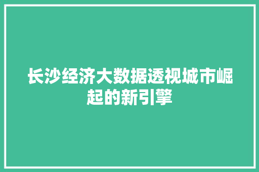 长沙经济大数据透视城市崛起的新引擎