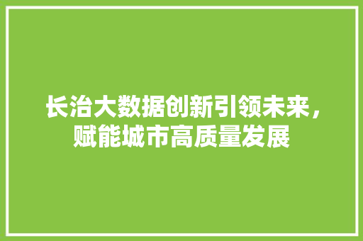 长治大数据创新引领未来，赋能城市高质量发展  第1张