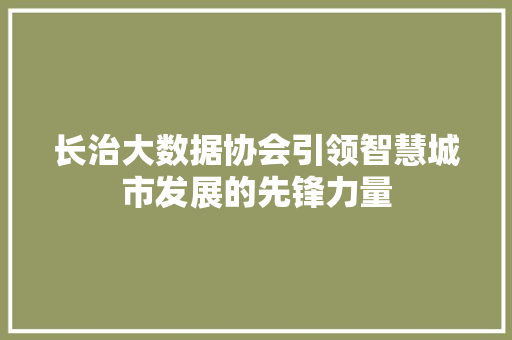 长治大数据协会引领智慧城市发展的先锋力量