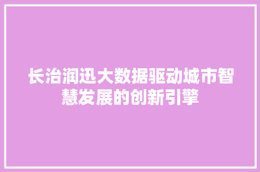 长治润迅大数据驱动城市智慧发展的创新引擎
