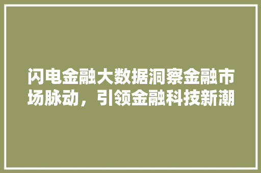 闪电金融大数据洞察金融市场脉动，引领金融科技新潮流