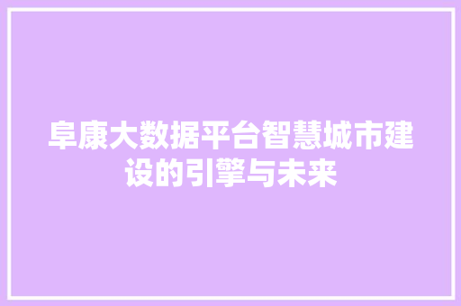 阜康大数据平台智慧城市建设的引擎与未来