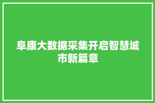 阜康大数据采集开启智慧城市新篇章