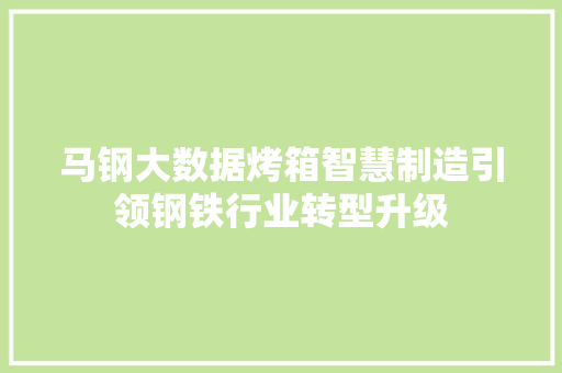 马钢大数据烤箱智慧制造引领钢铁行业转型升级