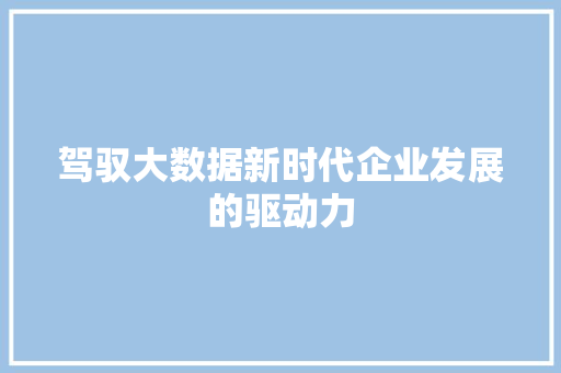 驾驭大数据新时代企业发展的驱动力  第1张