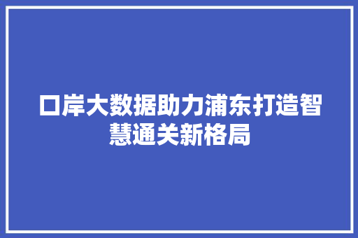 口岸大数据助力浦东打造智慧通关新格局