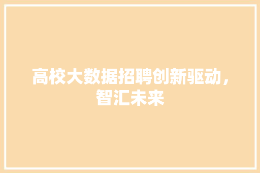 高校大数据招聘创新驱动，智汇未来