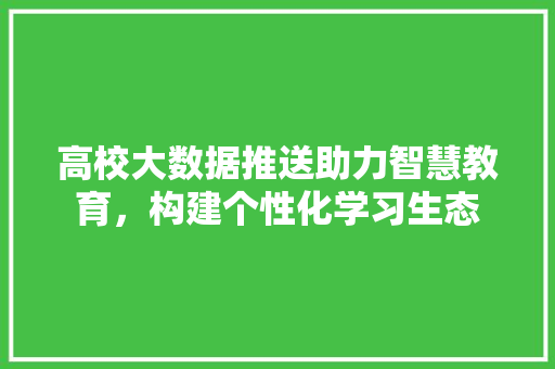 高校大数据推送助力智慧教育，构建个性化学习生态