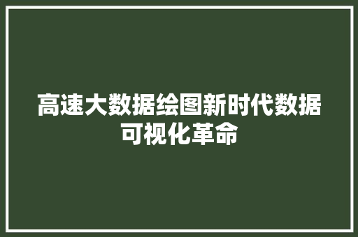 高速大数据绘图新时代数据可视化革命