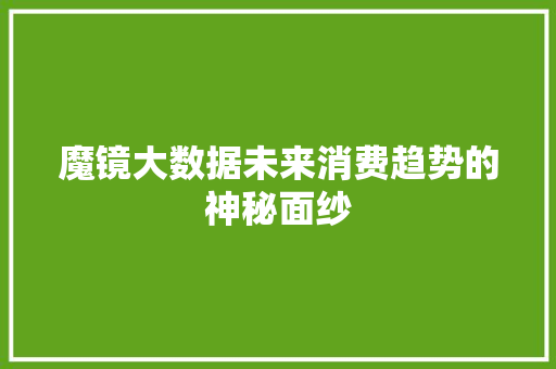魔镜大数据未来消费趋势的神秘面纱  第1张