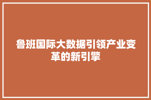 鲁班国际大数据引领产业变革的新引擎
