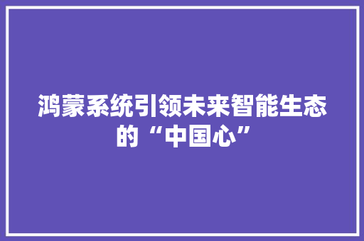鸿蒙系统引领未来智能生态的“中国心”