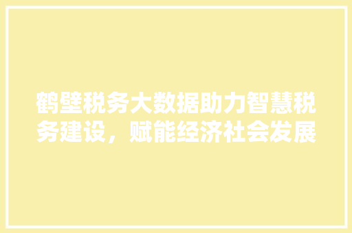 鹤壁税务大数据助力智慧税务建设，赋能经济社会发展