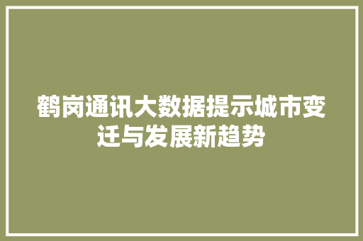 鹤岗通讯大数据提示城市变迁与发展新趋势