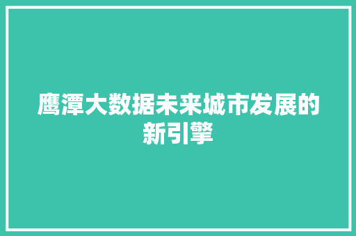 鹰潭大数据未来城市发展的新引擎