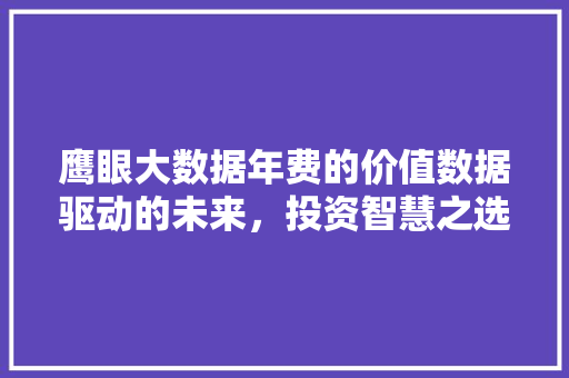 鹰眼大数据年费的价值数据驱动的未来，投资智慧之选
