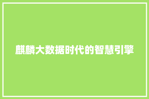 麒麟大数据时代的智慧引擎