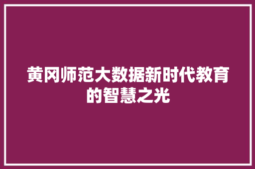 黄冈师范大数据新时代教育的智慧之光