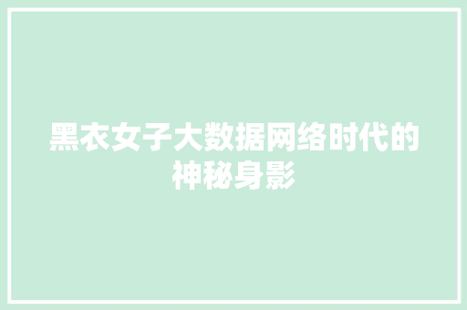 黑衣女子大数据网络时代的神秘身影  第1张