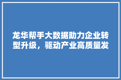 龙华帮手大数据助力企业转型升级，驱动产业高质量发展  第1张